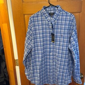 Polo Ralph Lauren Blue & White checked shirt. NWT XL performance classic fit